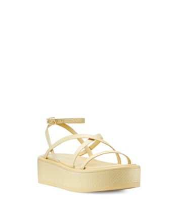 Stuart Weitzman,Summerlift Flatform Sandal,Sandal,Fine raffia,Wheat,Side View