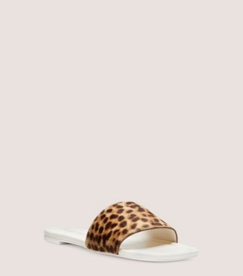 Stuart Weitzman,Summer Slide Sandal,Slide,Calf hair,Cream,Side View