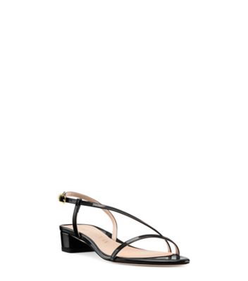 Stuart Weitzman,Soiree 25 Strap Sandal,Patent leather,Black,Side View