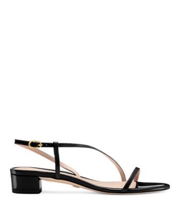 Stuart Weitzman,Soiree 25 Strap Sandal,Patent leather,Black,Front View