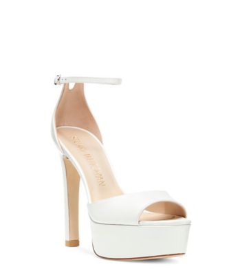 Stuart Weitzman,Discoplatform Sandal,Sandal,Smooth Leather,White