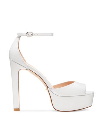 Stuart Weitzman,Discoplatform Sandal,Sandal,Smooth Leather,White,Front View