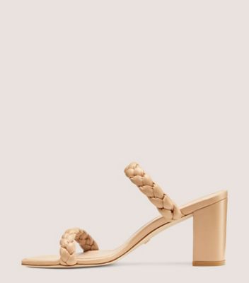 Stuart Weitzman,Braida Aleena 75 Block Sandal,Slide,Lacquered Nappa Leather,Adobe Beige