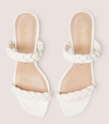 Stuart Weitzman,Sandale à talon bloc Braida Aleena 75,Slide,Cuir nappa verni,Coquillage,Detailed View