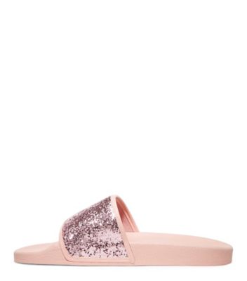 Stuart Weitzman,GLITTER POOL SLIDE,Pink