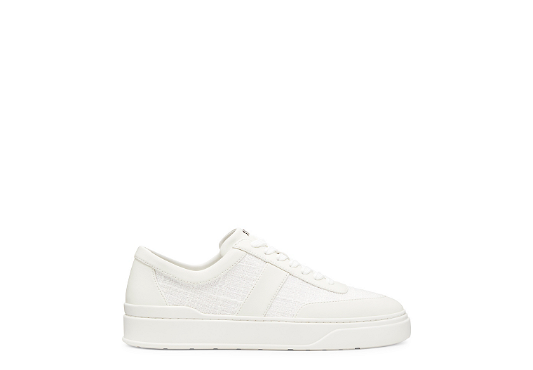 Stuart Weitzman,SKATER GRAPHIC SNEAKER,Sneaker,Tweed & leather,White,Front View