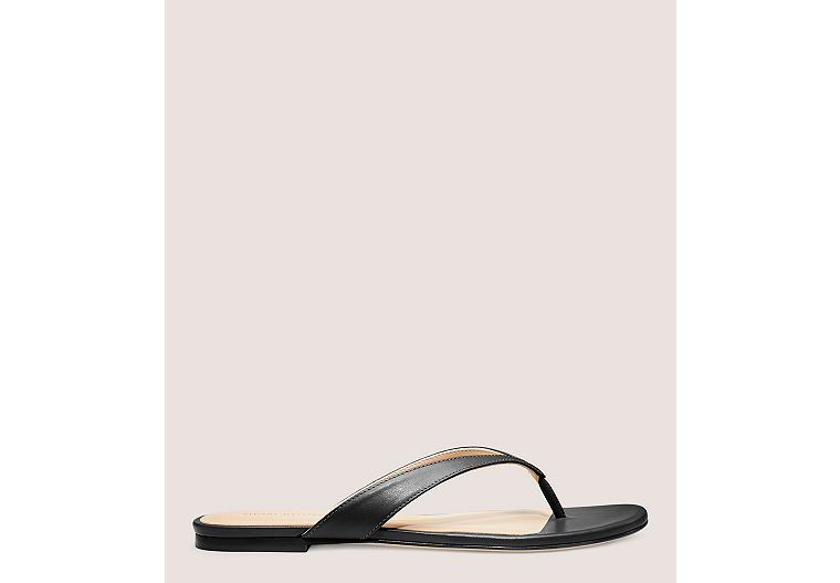 Stuart Weitzman,Align Slide Sandal,Slide,Leather,Black,Front View