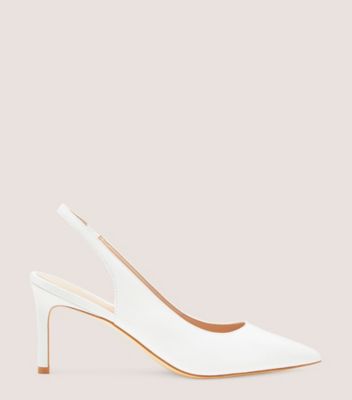 Stuart Weitzman,Dancer 75 Slingback Pump,Pump,Smooth Leather,White,Front View