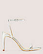 Stuart Weitzman,Dancer 95 Sandal,Sandal,Metallic leather,Silver,Front View