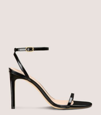 Stuart Weitzman,DANCER 95 SANDAL,Leather,Rubber,Sandals,Cocktail,Black,Front View