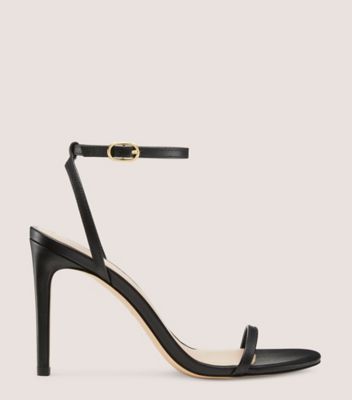 Stuart Weitzman,DANCER 95 SANDAL,Rubber,Leather,Sandals,Cocktail,Black,Front View