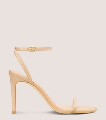 Stuart Weitzman,DANCER 95 SANDAL,Rubber,Leather,Sandals,Cocktail,Beige,Front View