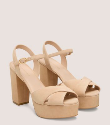 Stuart Weitzman,IVONA,Suede,Rubber,Sandals,Cocktail,Beige