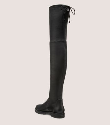 Stuart Weitzman,CITY LUG OTK BOOT,Faux Leather,Nappa Leather,Rubber,Boots,Tie Belt,Casual,Black