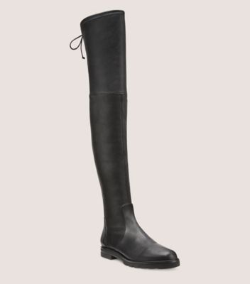 Stuart Weitzman,CITY LUG OTK BOOT,Faux Leather,Nappa Leather,Rubber,Boots,Tie Belt,Casual,Black