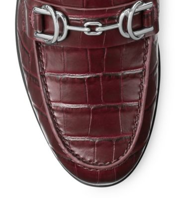 Stuart Weitzman,Flâneur avec boucle Owen,Loafer,Cuir à imprimé crocodile,Bourgogne