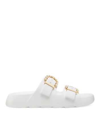 Pearl Buckle Slide, White, ProductTile