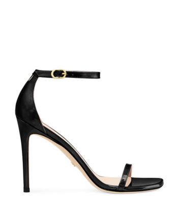 Stuart Weitzman,Nudistcurve 100 Strap Sandal,Iridescent patent leather,Black