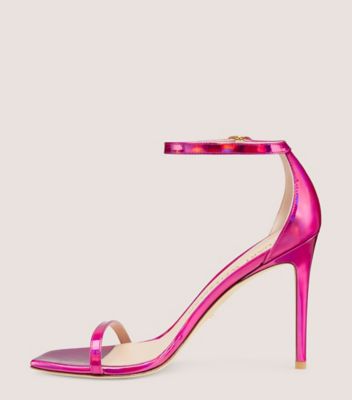 Stuart Weitzman,Nudistcurve 100 Strap Sandal,Iridescent patent leather,