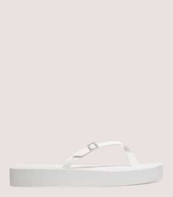 Stuart Weitzman,SW Crystal Thong Flatform Sandal,Slide,EVA & PU,White