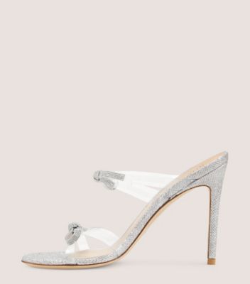 Stuart Weitzman,Mule avec boucle SW 100,Slide,PVC et nouveau noir,Clair/Cristal