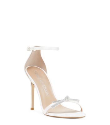 Stuart Weitzman,Sandale avec boucle SW Nudist 100,Sandal,Satin,Blanc,Side View