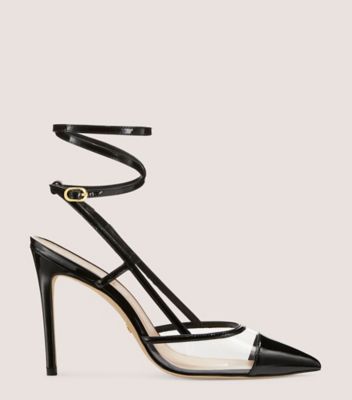 Stuart Weitzman,Mondrian 100 Pump,Pump,Patent leather & PVC,Black & Clear,Front View