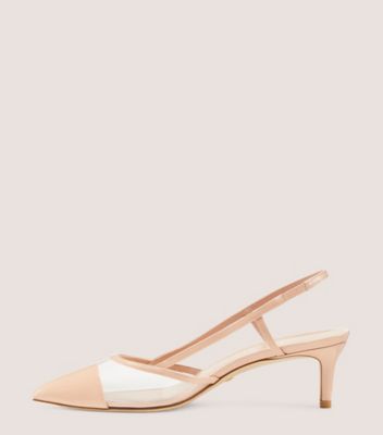 Stuart Weitzman,MONDRIAN 50 SLINGBACK,Leather,Rubber,Pumps,PVC,Piping,Sheer,Cut Out,Day Party,Beige