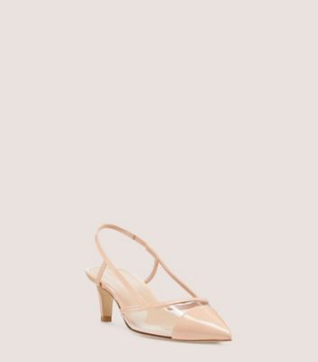 Stuart Weitzman,MONDRIAN 50 SLINGBACK,Leather,Rubber,Pumps,PVC,Piping,Sheer,Cut Out,Day Party,Beige