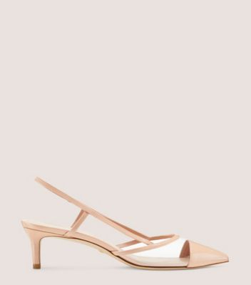 Stuart Weitzman,MONDRIAN 50 SLINGBACK,Leather,Rubber,Pumps,PVC,Piping,Sheer,Cut Out,Day Party,Beige