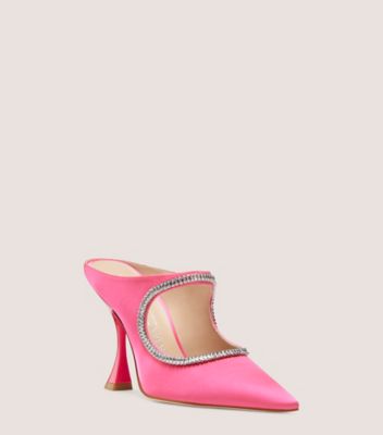 Stuart Weitzman,Mule avec cristaux Xcurve 100,Mule,Satin et cristal,Magenta