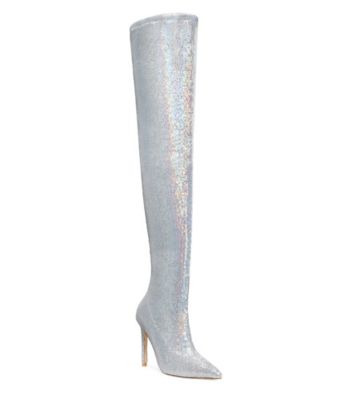 Stuart Weitzman,Ultrastuart 110 Stretch Boot,Boot,Mini sequins,Iridescent,Side View