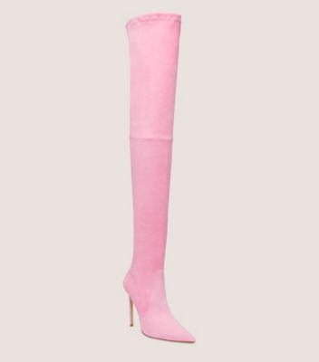 Stuart Weitzman,Ultrastuart 110 Stretch Boot,Boot,Stretch suede,India Pink,Side View