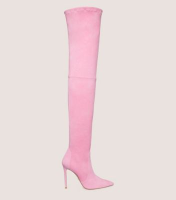 Pink suede outlet thigh high boots