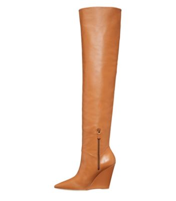 Stuart Weitzman,Saloon 100 Wedge Boot,Boot,Nappa Leather,Toffee