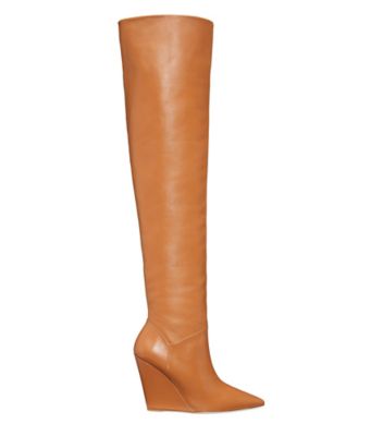 Stuart Weitzman,Saloon 100 Wedge Boot,Boot,Nappa Leather,Toffee