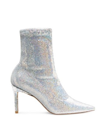 Stuart Weitzman,Stuart 85 Stretch Bootie,Bootie,Mini sequins,Iridescent,Front View