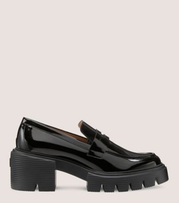 Stuart Weitzman,SOHO LOAFER,Leather,Pumps,Loafer,Penny Loafer,Casual,Black,Front View