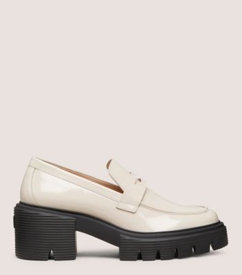 Stuart Weitzman,SOHO LOAFER,Leather,Pumps,Loafer,Penny Loafer,Casual,Cream,Front View