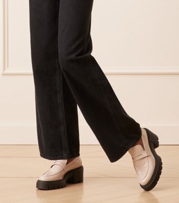 Stuart Weitzman,SOHO LOAFER,Leather,Pumps,Loafer,Penny Loafer,Casual,Cream