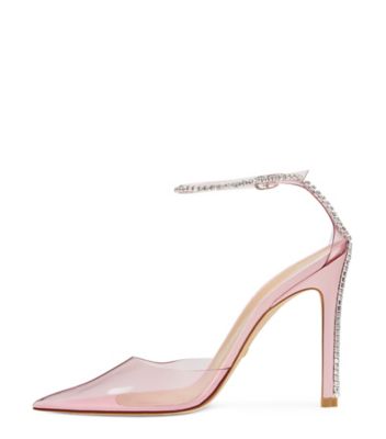 Stuart Weitzman,Escarpin à sangle Stuart Glam 110,Pump,PVC et cristal,Rose pâle/Barbe à papa/Clair