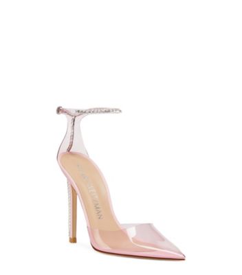 Stuart Weitzman,Escarpin à sangle Stuart Glam 110,Pump,PVC et cristal,Rose pâle/Barbe à papa/Clair