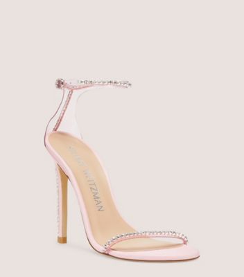 Stuart Weitzman,Nudistglam 110 Sandal,Sandal,PVC & crystal,Light Pink/Cotton Candy/Clear,Side View