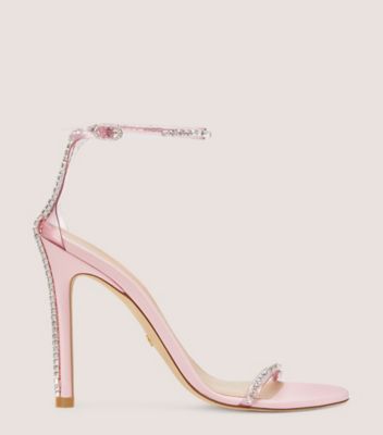 Stuart Weitzman,Nudistglam 110 Sandal,Sandal,PVC & crystal,Light Pink/Cotton Candy/Clear,Front View