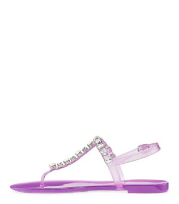 Stuart Weitzman,Jaide Gem Jelly Flat,Sandal,Rubber,Amatista & Clear