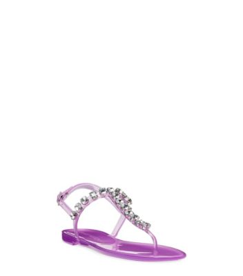 Stuart Weitzman,Jaide Gem Jelly Flat,Sandal,Rubber,Amatista & Clear