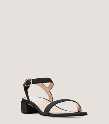 Stuart Weitzman,DANCER 35 BLOCK SANDAL,Suede,Rubber,Sandals,Day Party,Black