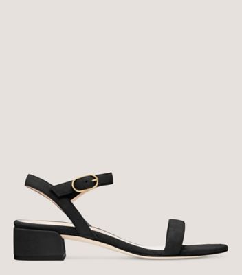 Stuart Weitzman,DANCER 35 BLOCK SANDAL,Suede,Rubber,Sandals,Day Party,Black