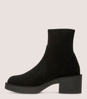 Stuart Weitzman,GOTHAM SOCK BOOTIE,Suede,Rubber,Bootie,Day Party,Black