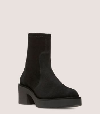 Stuart Weitzman,Bottine-chaussette Gotham,Bootie,Suède extensible,Noir